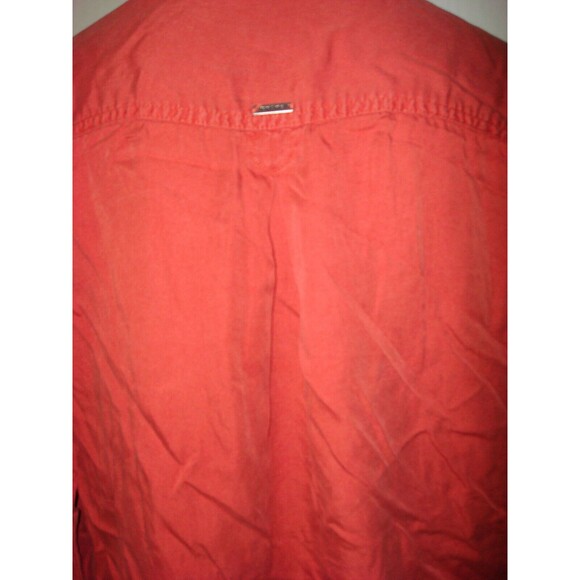 New Prana Womens NWT S Updrift Top Button Pockets LS Patina Red Rust Tencel Logo - Picture 12 of 12